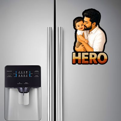Personalized Dad Photo Fridge Magnet  Dad is My Hero Theme Gift for Father Custom with Photo Memorable