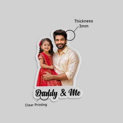 Custom Photo Fridge Magnet Personalized Daddy & Me Picture Magnet for Refrigerator High-Gloss Acrylic Photo Dad Gift for Father's Day & Birthday from Daughter, Son