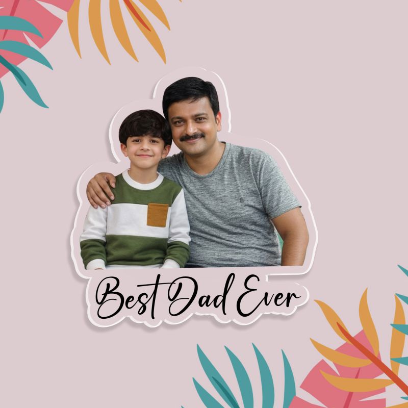 Personalized Best Dad Ever Fridge Magnet Customized Father and Son Photo Acrylic Cutout Unique Birthday