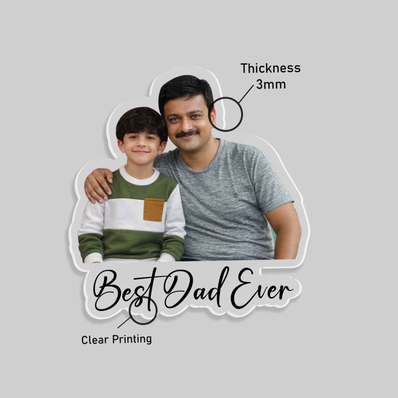 Personalized Best Dad Ever Fridge Magnet Customized Father and Son Photo Acrylic Cutout Unique Birthday