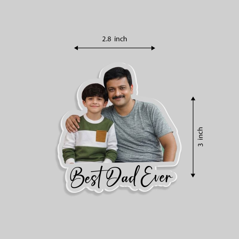 Personalized Best Dad Ever Fridge Magnet Customized Father and Son Photo Acrylic Cutout Unique Birthday