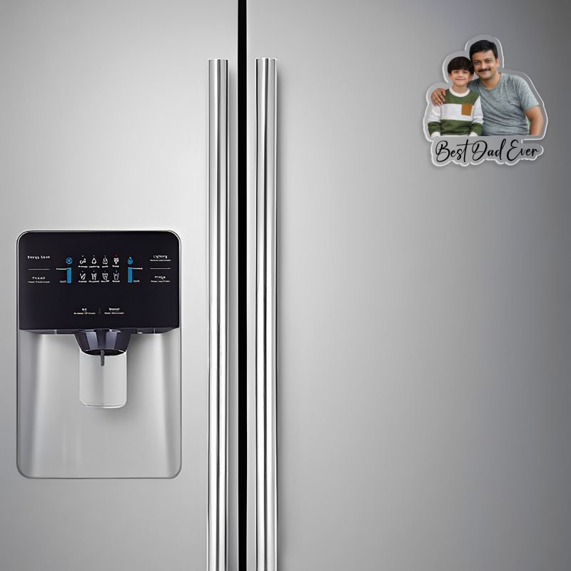 Personalized Best Dad Ever Fridge Magnet Customized Father and Son Photo Acrylic Cutout Unique Birthday