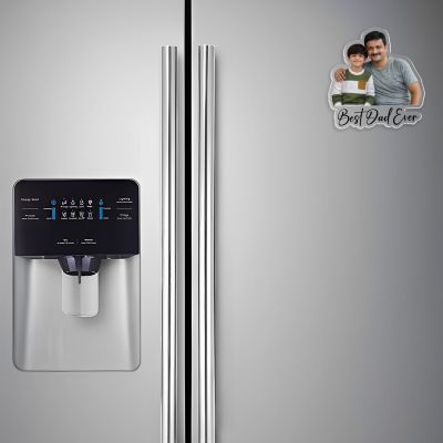 Personalized Best Dad Ever Fridge Magnet Customized Father and Son Photo Acrylic Cutout Unique Birthday