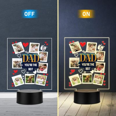 Personalized LED Night Light for Dad Custom Photo Lamp
