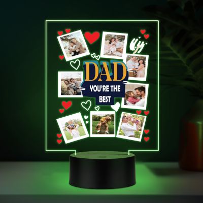 Personalized Best Dad LED Lamp Custom Photo Collage Gift