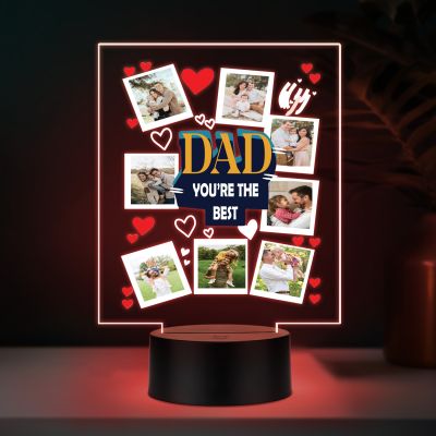 Personalized Best Dad LED Lamp Custom Photo Collage Gift