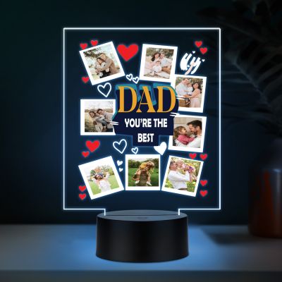 Personalized Best Dad LED Lamp Custom Photo Collage Gift
