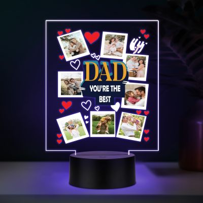 Personalized Best Dad LED Lamp Custom Photo Collage Gift