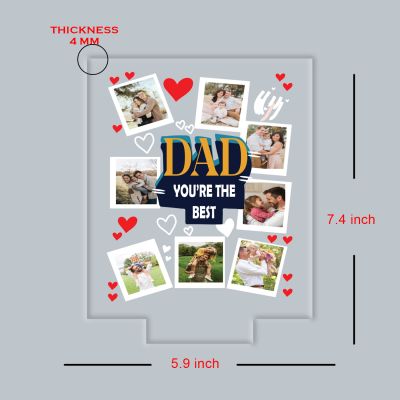 Personalized Best Dad LED Lamp Custom Photo Collage Gift