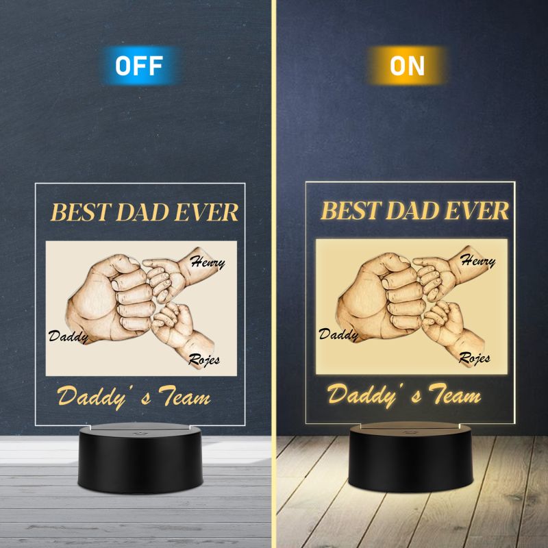 Personalized Fist Bump LED Lamp for Dad Custom Name Gift