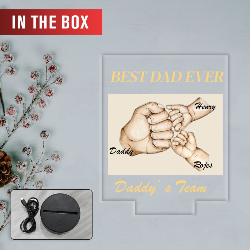 Personalized Fist Bump LED Lamp for Dad Custom Name Gift