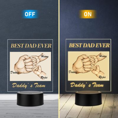 Personalized Fist Bump LED Lamp for Dad Custom Name Gift