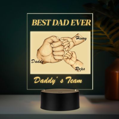 Personalized Fist Bump LED Lamp for Dad Custom Name Gift