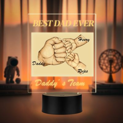 Personalized Fist Bump LED Lamp for Dad Custom Name Gift