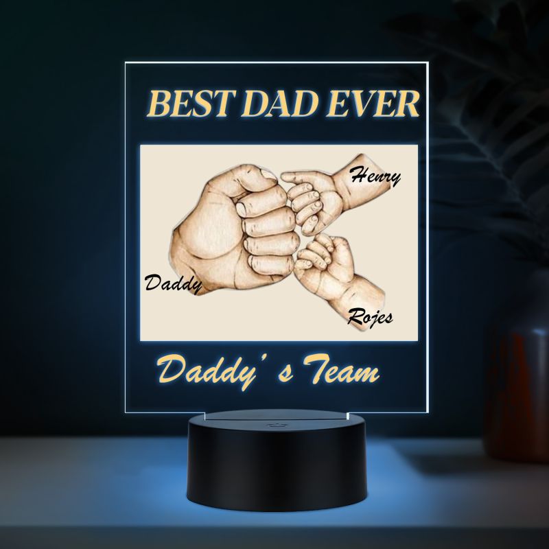 Personalized Fist Bump LED Lamp for Dad | Best Dad Ever Gift