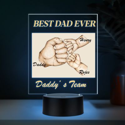 Personalized Fist Bump LED Lamp for Dad | Best Dad Ever Gift