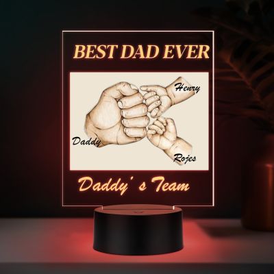 Personalized Fist Bump LED Lamp for Dad | Best Dad Ever Gift