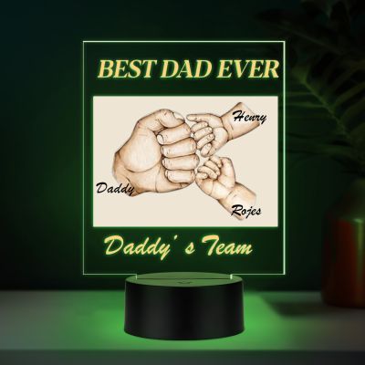 Personalized Fist Bump LED Lamp for Dad | Best Dad Ever Gift