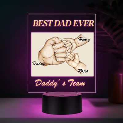 Personalized Fist Bump LED Lamp for Dad | Best Dad Ever Gift