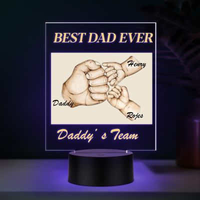 Personalized Fist Bump LED Lamp for Dad | Best Dad Ever Gift