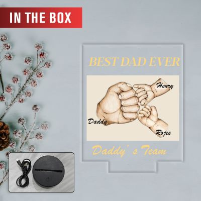 Personalized Fist Bump LED Lamp for Dad | Best Dad Ever Gift