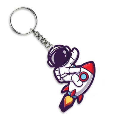 Astronaut theme Acrylic Anime & Cartoon Theme Keychain For Bike & Car Birthday Return Gift For Kids Gift For Girls & Boys