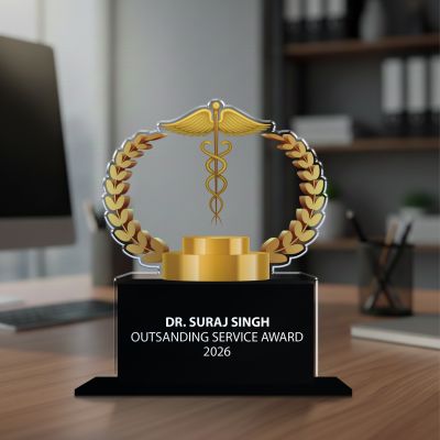 Personalized Medical Caduceus Award Trophy | Acrylic UV Printed  Ideal for Awards & Celebrations Appreciation Gift for Doctor