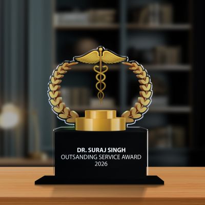 Personalized Medical Caduceus Award Trophy | Acrylic UV Printed  Ideal for Awards & Celebrations Appreciation Gift for Doctor