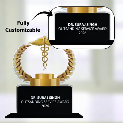 Personalized Medical Caduceus Award Trophy | Acrylic UV Printed  Ideal for Awards & Celebrations Appreciation Gift for Doctor