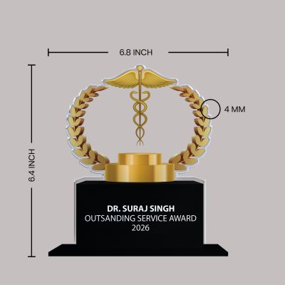 Personalized Medical Caduceus Award Trophy | Acrylic UV Printed  Ideal for Awards & Celebrations Appreciation Gift for Doctor
