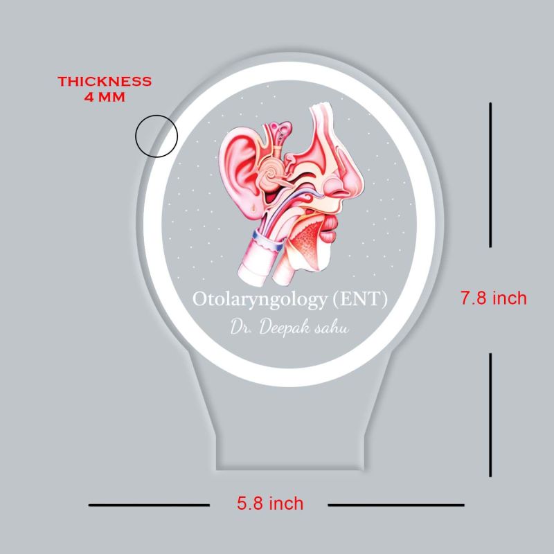 Personalized Otolaryngology (ENT) 3D Illusion LED Night Lamp | Custom with Doctor's Name | Unique Appreciation Gift for ENT Specialists, Surgeons & Medical Students (Warm White Light)