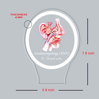 Personalized Otolaryngology (ENT) 3D Illusion LED Night Lamp | Custom with Doctor's Name | Unique Appreciation Gift for ENT Specialists, Surgeons & Medical Students (Warm White Light)