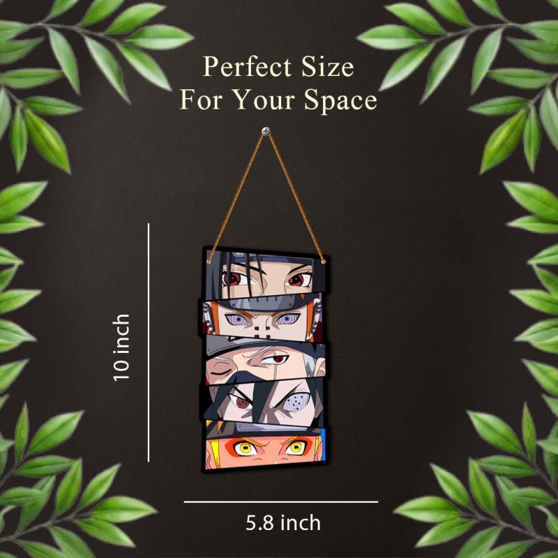 Anime Wall Hanging Decor for Boys Japanese Animes Character Eyes Wooden Hanging Wall Art Room Decoration for Bedroom, Gaming Room & Study Gift for Anime Fans
