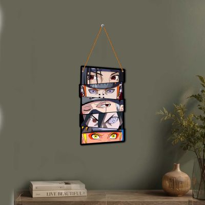 Anime Wall Hanging Decor for Boys Japanese Animes Character Eyes Wooden Hanging Wall Art Room Decoration for Bedroom, Gaming Room & Study Gift for Anime Fans
