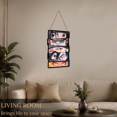 Anime Wall Hanging Decor for Boys Japanese Animes Character Eyes Wooden Hanging Wall Art Room Decoration for Bedroom, Gaming Room & Study Gift for Anime Fans
