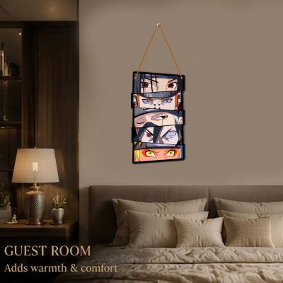 Anime Wall Hanging Decor for Boys Japanese Animes Character Eyes Wooden Hanging Wall Art Room Decoration for Bedroom, Gaming Room & Study Gift for Anime Fans