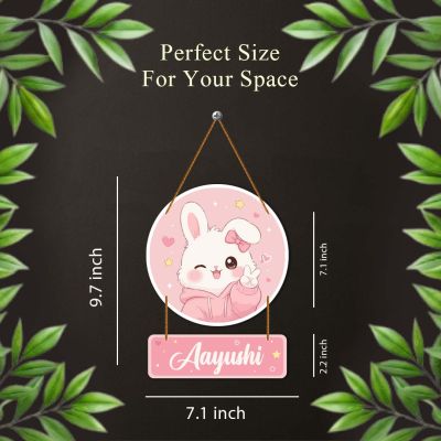 Personalized Bunny Kids Nameplate Wooden Hanging Sign for Girls Room Decor