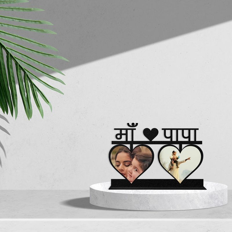 Maa & Papa Text Photo Frame (Customized Photo)