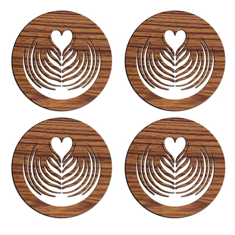 Coffee Design With Heart Coaster Set