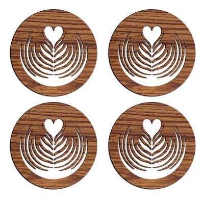 Coffee Design With Heart Coaster Set